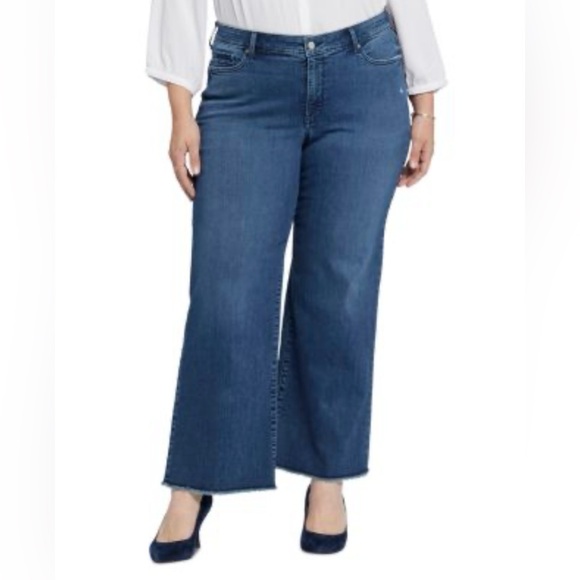 NYDJ Teresa Wide Leg Ankle Jeans with Frayed Hems NWT 22W Riverwalk - Picture 1 of 12